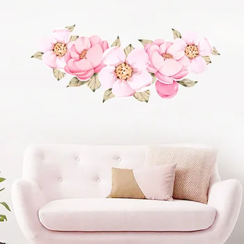 Наклейки на стену с цветами розового пиона для комнаты девочек, гостиной, спальни, детской комнаты, детского сада, декора дверей, настенных панно из ПВХ