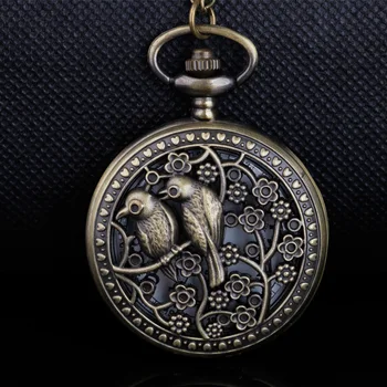 Кварцевые карманные часы с резьбой в виде полой птицы, женское ожерелье с подвеской, Аксессуары для карманных часов и брелоков-цепочек relogio de bolso